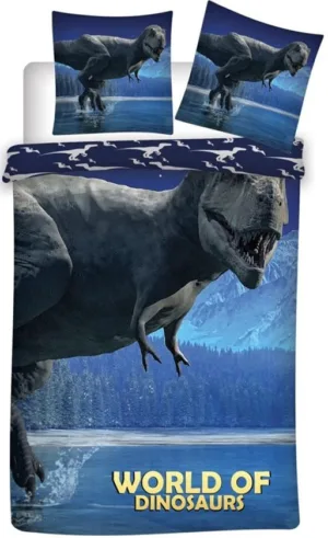 Jurassic World dekbedovertrek blauw 140 x 200 cm polyester - Multicolor - 140 x 200 cm - 100% Polyester