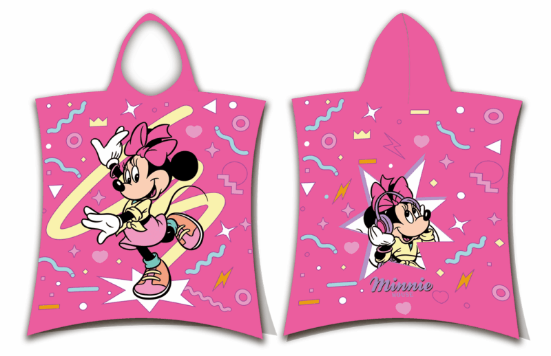 Disney Minnie Mouse poncho 'Sparkle' 50 x 115 cm - Roze - 50 x 115 cm - 100% katoen
