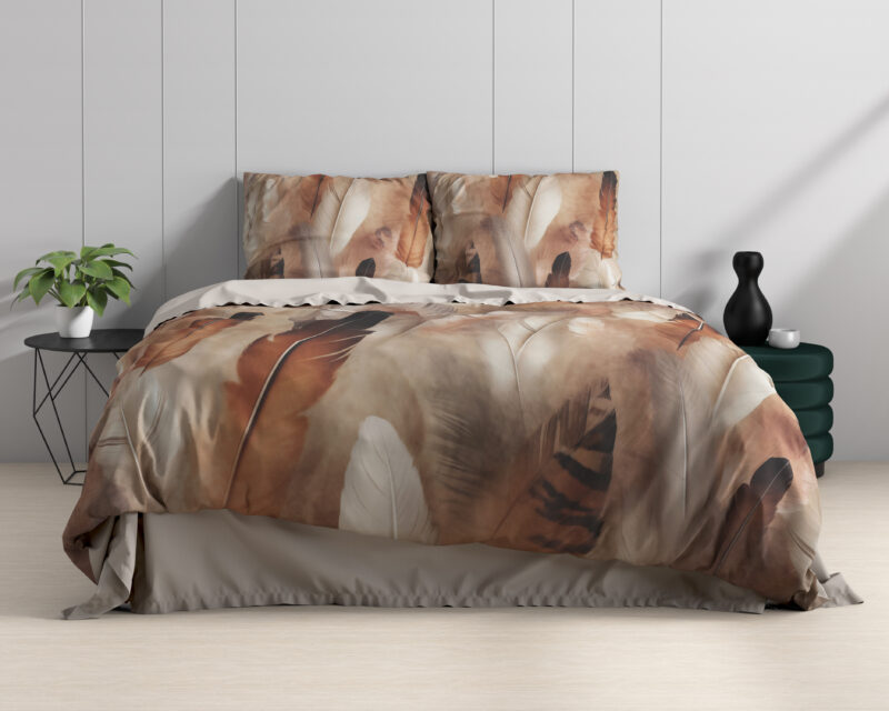 Feathura Taupe - Dreamhouse bed 200 x 220 cm van Katoen satijn