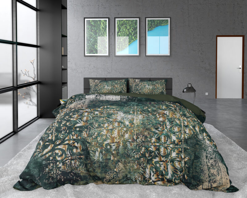 Nairobi Green - Dreamhouse bed 240 x 220 cm van Katoen satijn