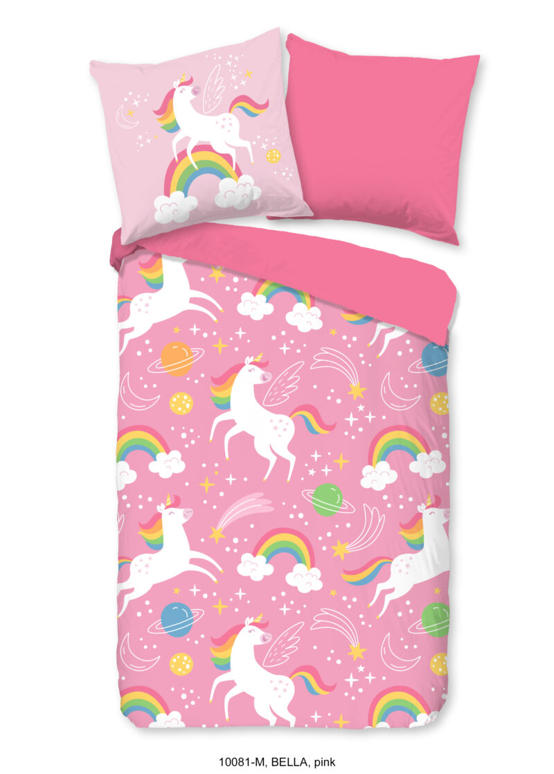 Pure dekbed eenhorens en regenbogen, wasbaar dekbed - Roze - 135 x 200 cm - 100% polyester/microfiber