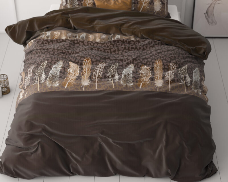 Chocolate feathers Bruin - Sleeptime bed 240 x 220 cm van Microvezel