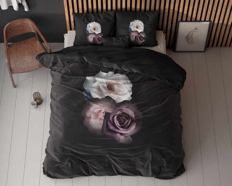 Deep Flowers Zwart 200 x 200/220 Sleeptime