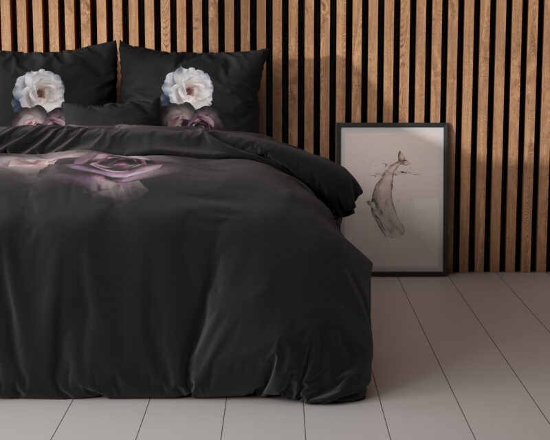 Deep Flowers Zwart 200 x 200/220