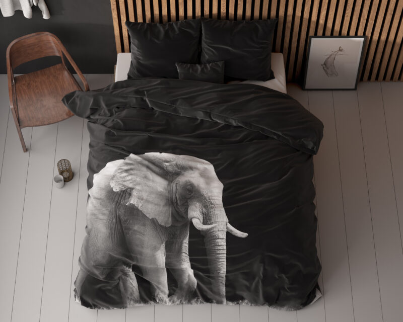 Elephant Zwart - Sleeptime bed 240 x 220 cm van Microvezel