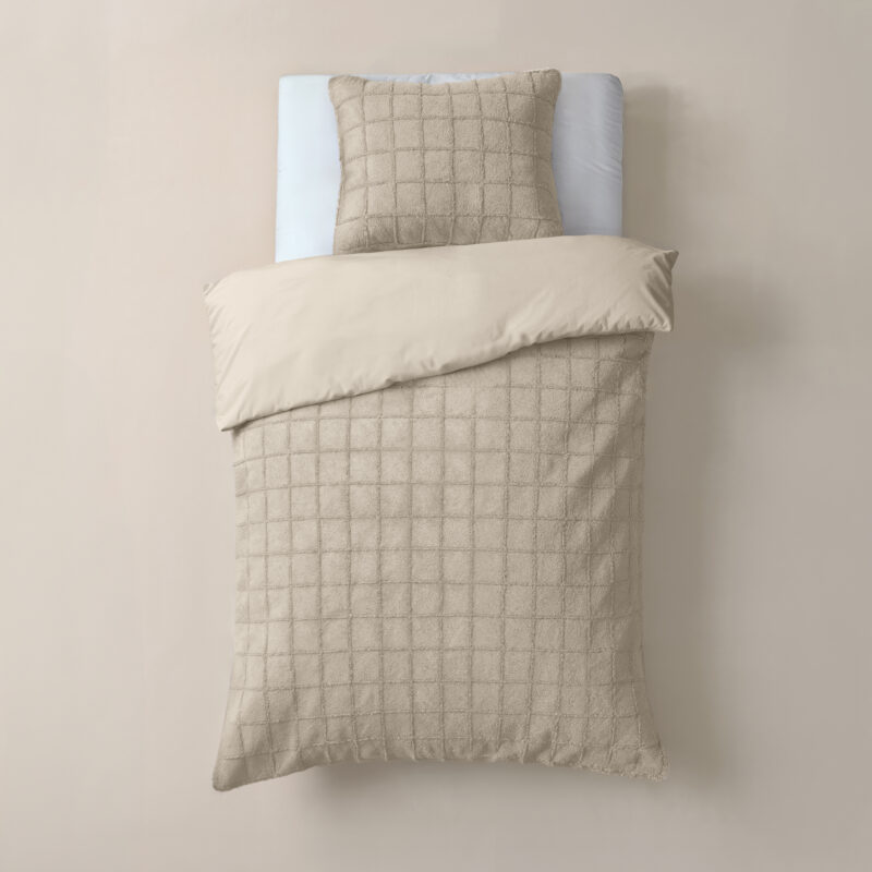 Sleeptime Faux Fur Check Beige 140x200/220 cm