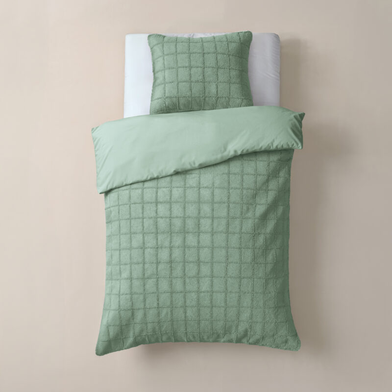 Sleeptime Faux Fur Check Donker Groen 140x200/220 cm