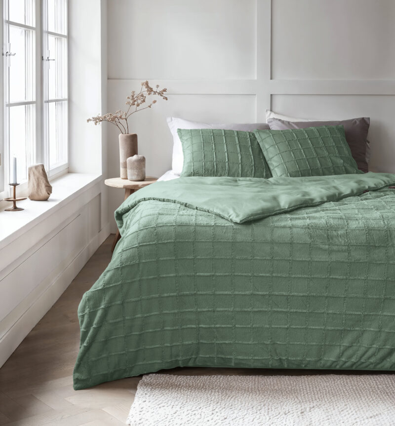 Faux Fur Check Donker Groen 240x200/220 Sleeptime