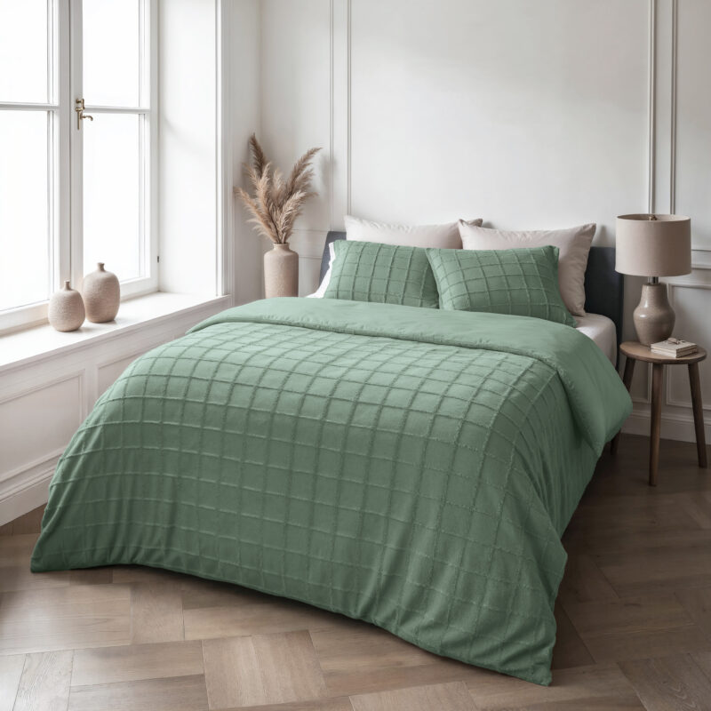 Faux Fur Check Donker Groen 240x200/220