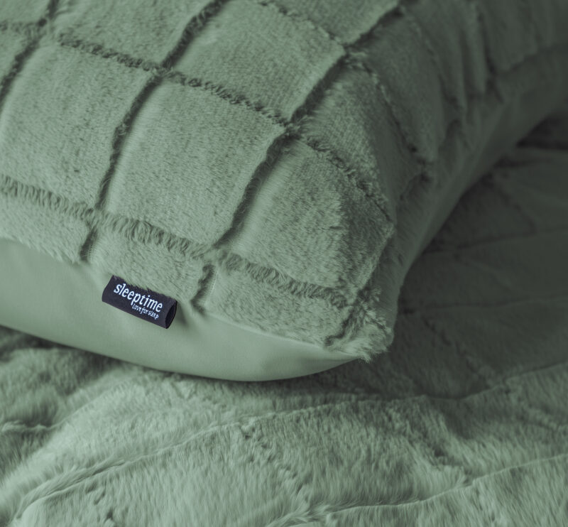 Sleeptime Faux Fur Check Donker Groen 240 x 220