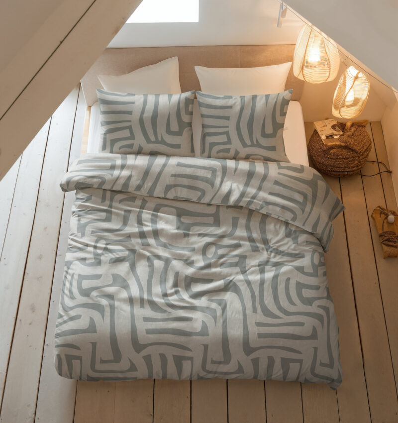 Sleeptime Flanel Danis Groen/Grijs 240 x 200/220 cm