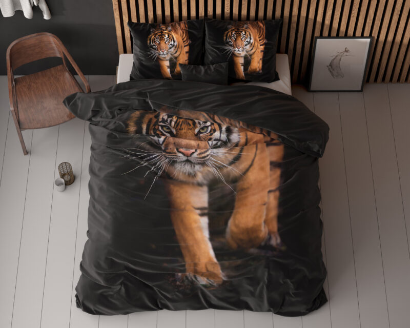 Tiger icon Zwart - Sleeptime bed 240 x 220 cm van Microvezel