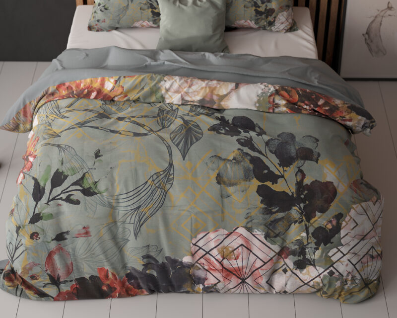 Triangle Nature Groen - Sleeptime bed 240 x 220 cm van Microvezel