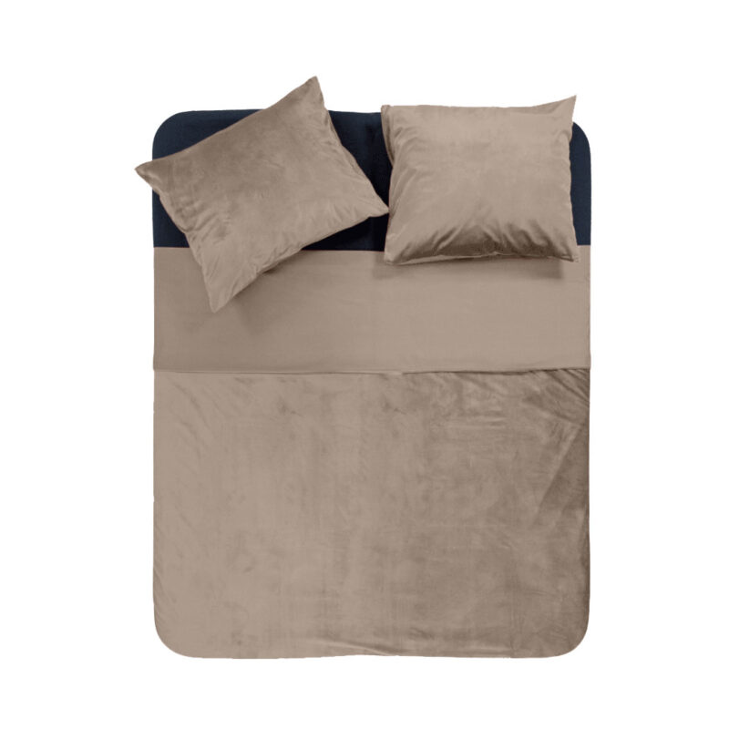Sleeptime Velvet Piping Taupe / Grijs 200 x 220 cm