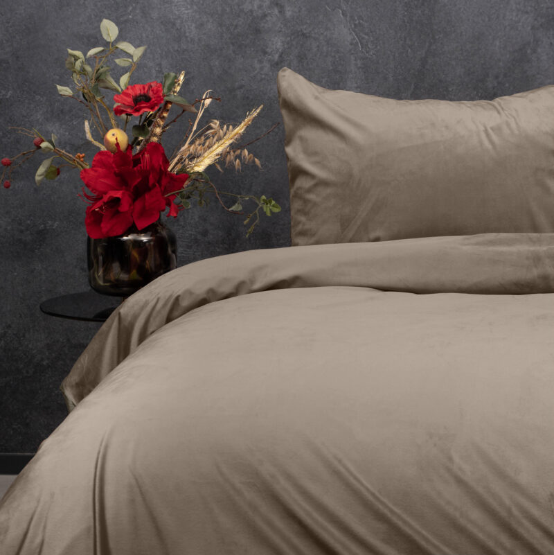 Velvet uni Taupe/Grijs 140 x 200/220 Sleeptime