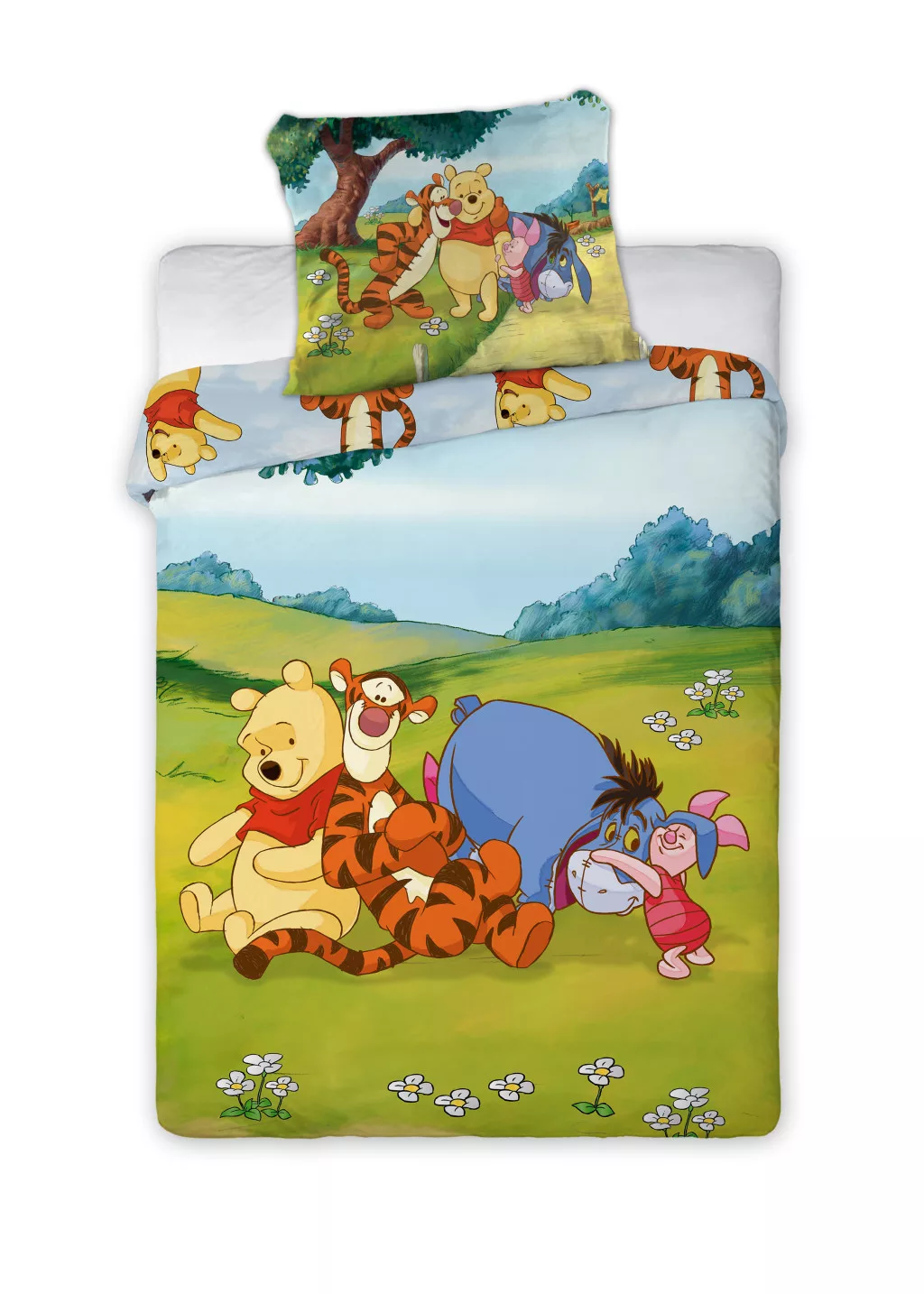 Disney Winnie The Pooh dekbedovertrek knorretje en Iejoor 100 x135 cm - Geel - 100 x 135 cm - Katoen
