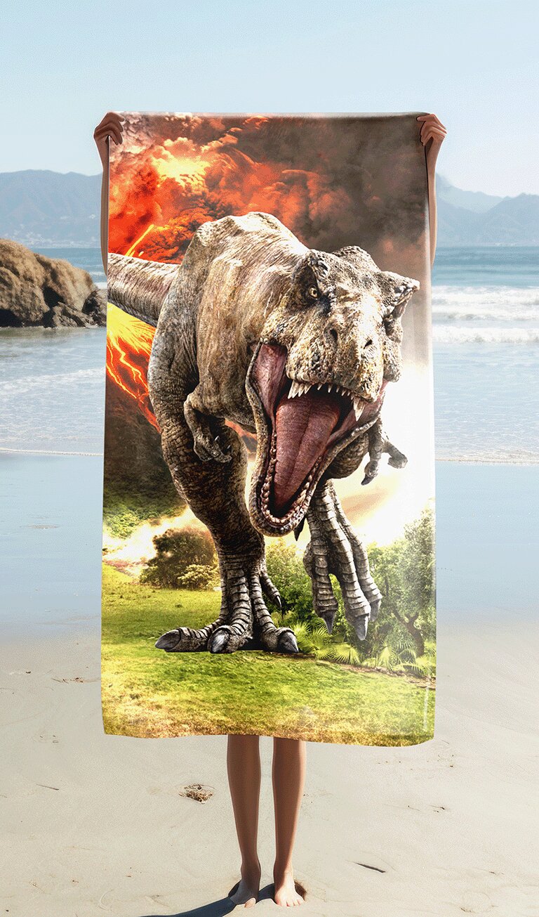 100% katoen strandhanddoek Vulkaan 70 x 140 cm van Jurassic World in 70 x 140 cm