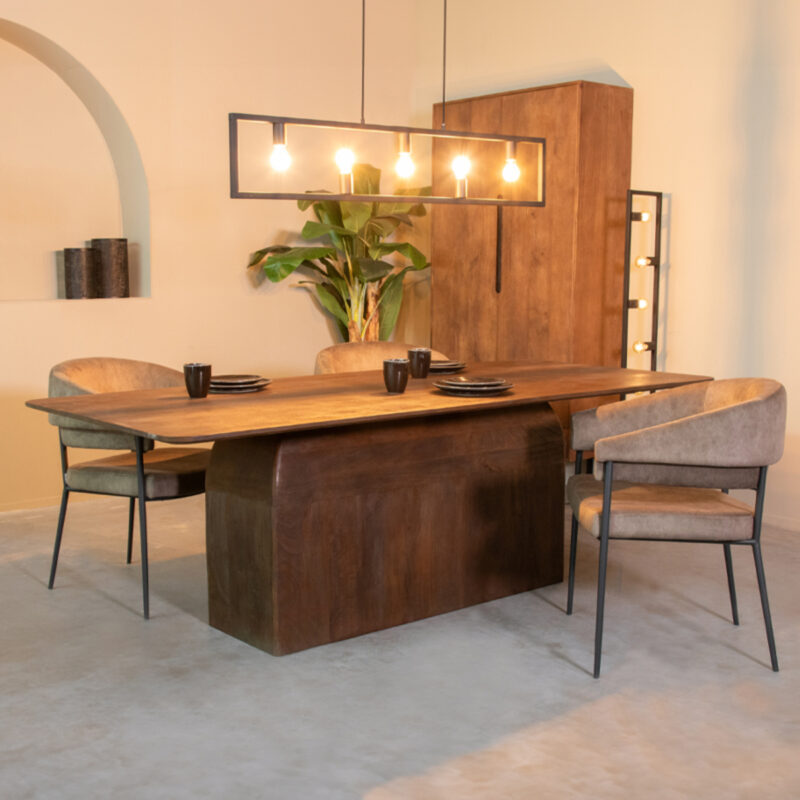 LABEL51 Eetkamertafel Owen - Espresso - Mangohout - 200 cm
