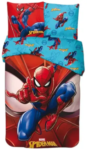 Spiderman dekbedovertrek eenpersoons 140 x 200 cm - Blauw - 140 x 200 cm - 100% katoen