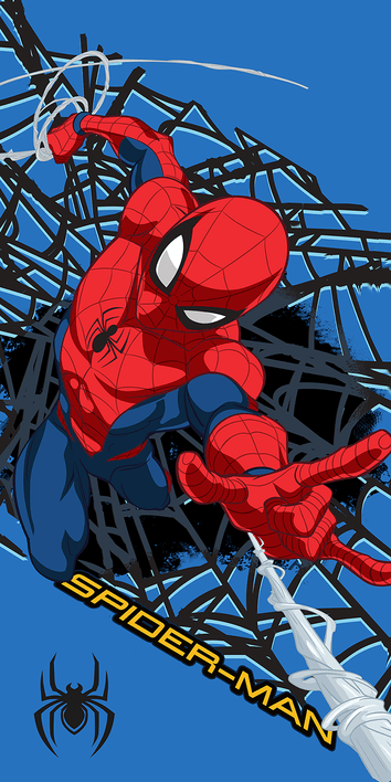 Spiderman handdoek Web Shot 70 x 140 cm polyester - Blauw/Rood - 70 x 140 cm - 100% Polyester