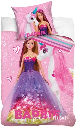 Barbie dekbedovertrek 135 x 200 cm - Roze - 135 x 200 cm - 100% katoen