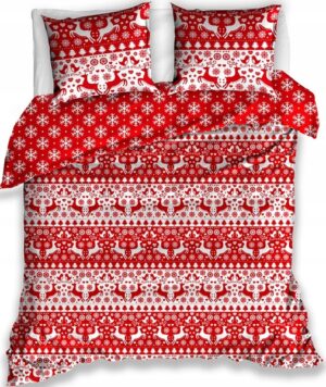 Carbotex dekbedovertrek rood/wit 140 x 200 cm - Rood - 140 x 200 cm - 100% katoen