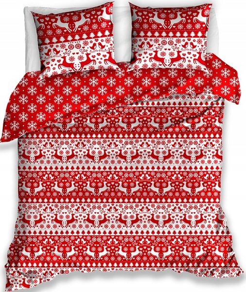 Carbotex dekbedovertrek rood/wit 140 x 200 cm - Rood - 140 x 200 cm - 100% katoen