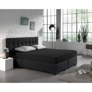 Dreamhouse hoeslaken Zwart 80/100 x 220 cm - Zwart - 80 x 220 cm - 100% Katoen gebreid
