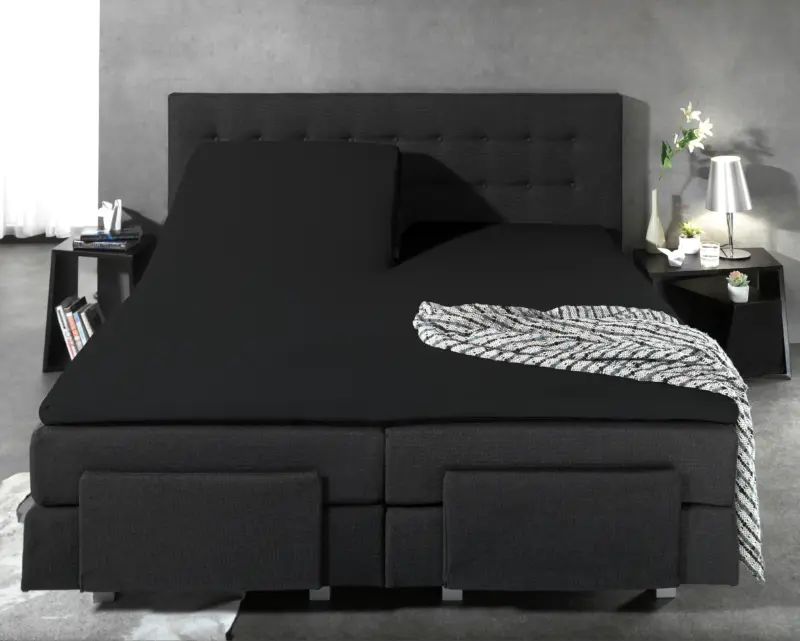 Dreamhouse laken 160 x 220 cm van 100% katoen, Zwart 160 x 220 cm