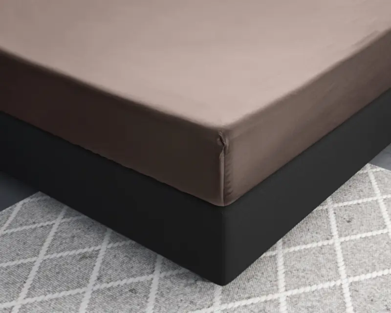 100% katoen/satijn hoeslaken Taupe 180 x 200 cm van Primaviera Deluxe in 180 x 200 cm
