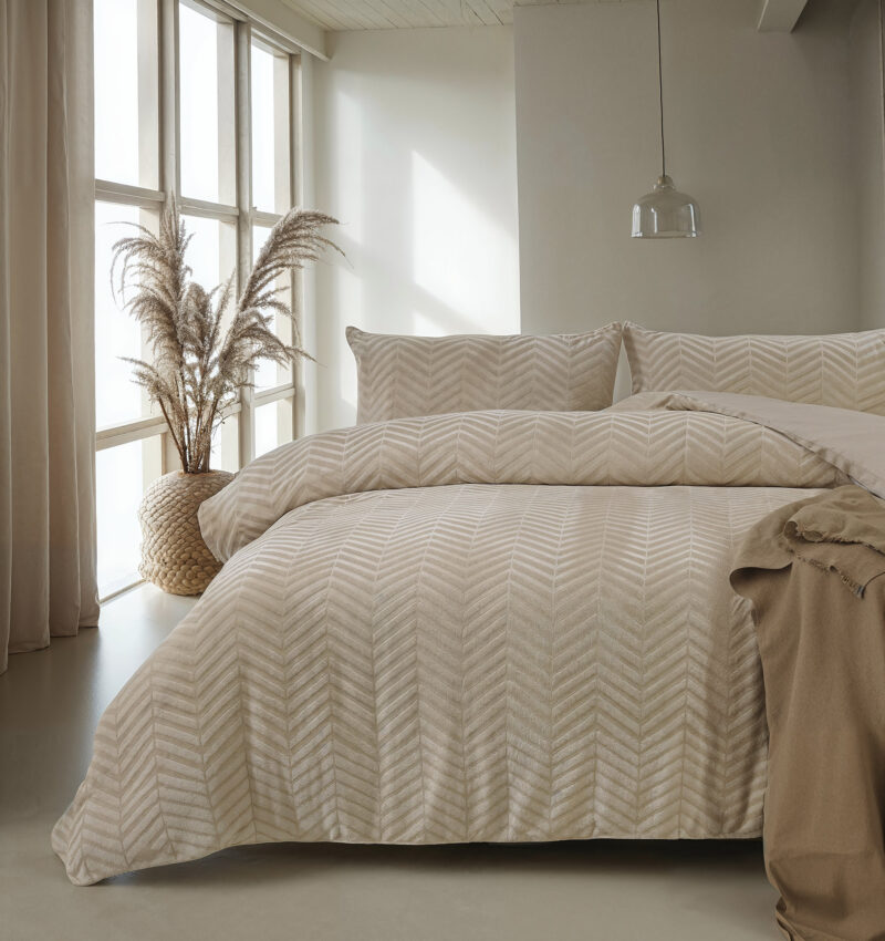 Sleeptime Chevron Teddy Taupe 240 x 200/220 cm