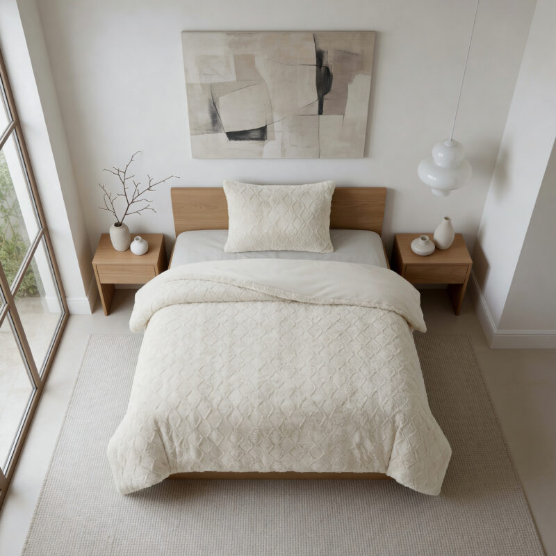 Faux Fur Syon Crème - Sleeptime bed 140 x 220 cm van Polyester