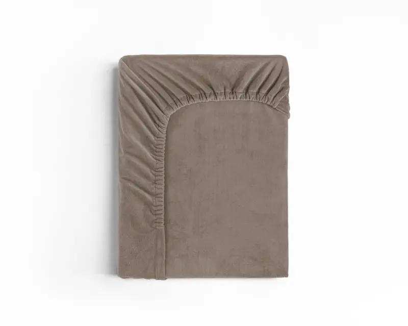 Sleeptime hoeslaken Taupe 140 x 200 cm - Taupe - 140 x 200 cm - 100% Velvet Polyester