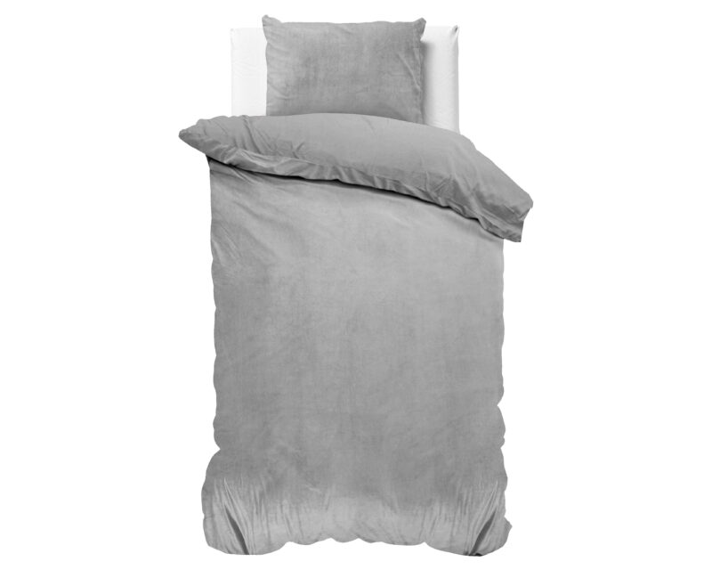 Sleeptime Velvet Uni Dekbedovertrek Grijs 140 x 220 cm