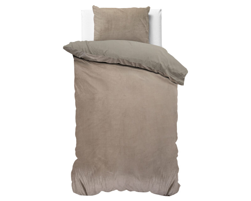Sleeptime Velvet Uni Dekbedovertrek Taupe 140 x 220 cm