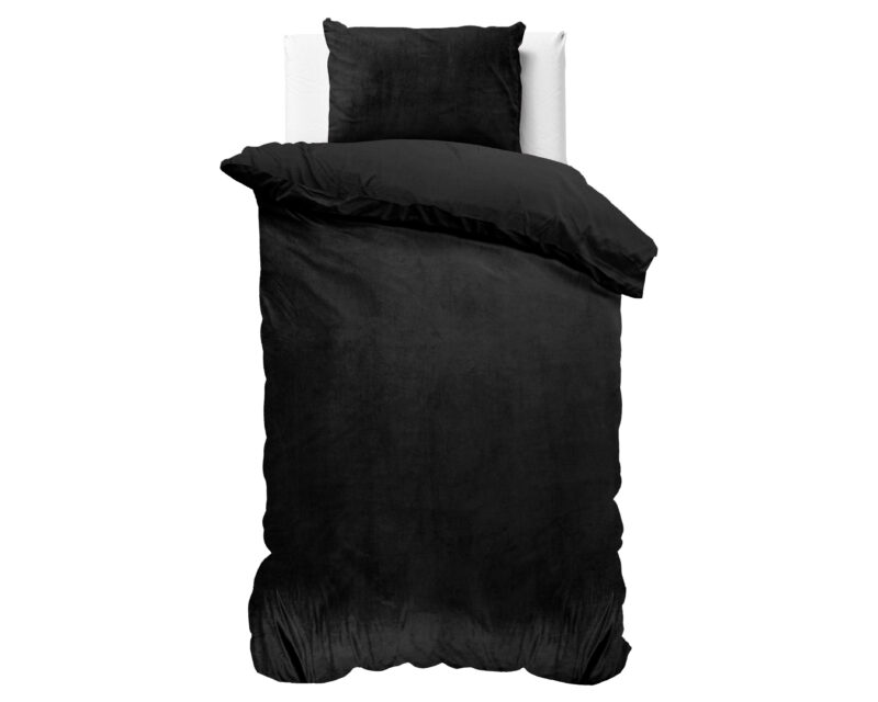 Sleeptime Velvet Uni Dekbedovertrek Zwart 140 x 220 cm