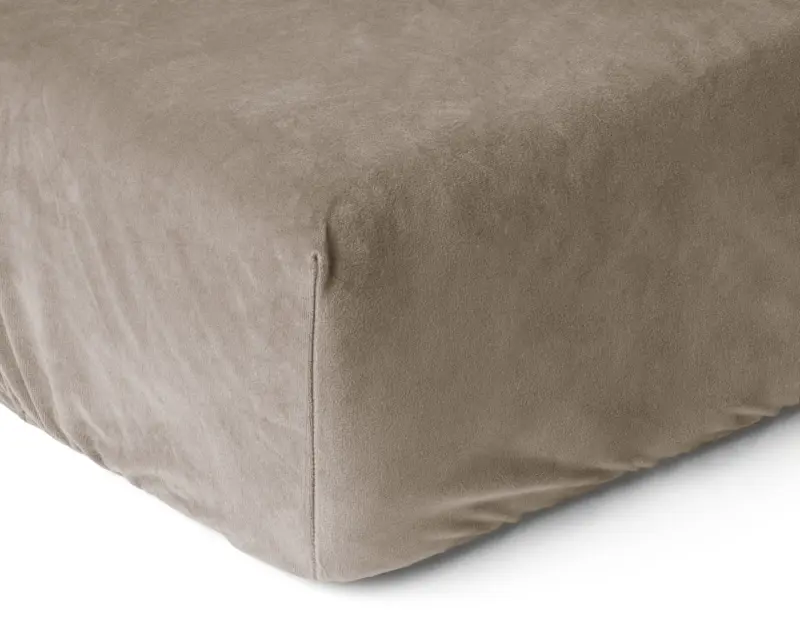 100% Velvet Polyester hoeslaken Taupe/Grijs 140 x 200 cm van Sleeptime in 140 x 200 cm