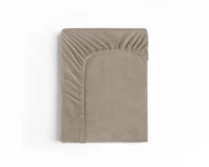 Sleeptime hoeslaken Taupe/Grijs 90 x 200 cm - Wit - 90 x 200 cm - 100% Velvet Polyester