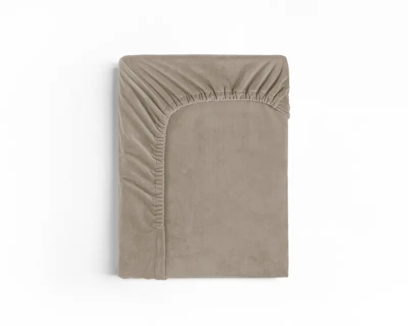 Sleeptime hoeslaken Taupe/Grijs 90 x 200 cm - Wit - 90 x 200 cm - 100% Velvet Polyester