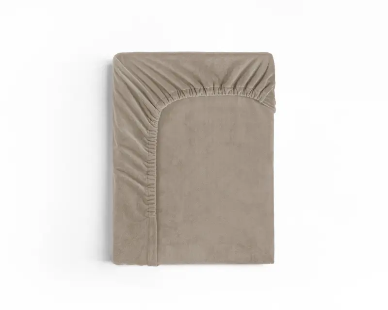 100% Velvet Polyester hoeslaken Taupe/Grijs 90 x 200 cm van Sleeptime in 90 x 200 cm