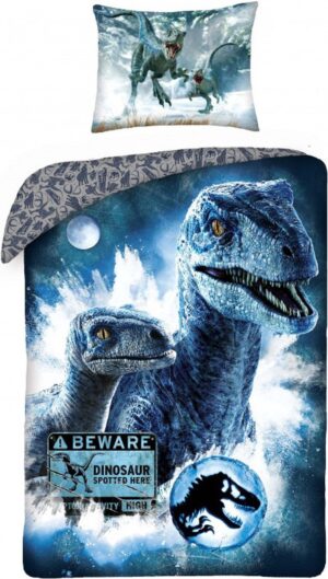 Jurassic World dekbedovertrek blauw 140 x 200 cm - Blauw - 140 x 200 cm - 100% katoen