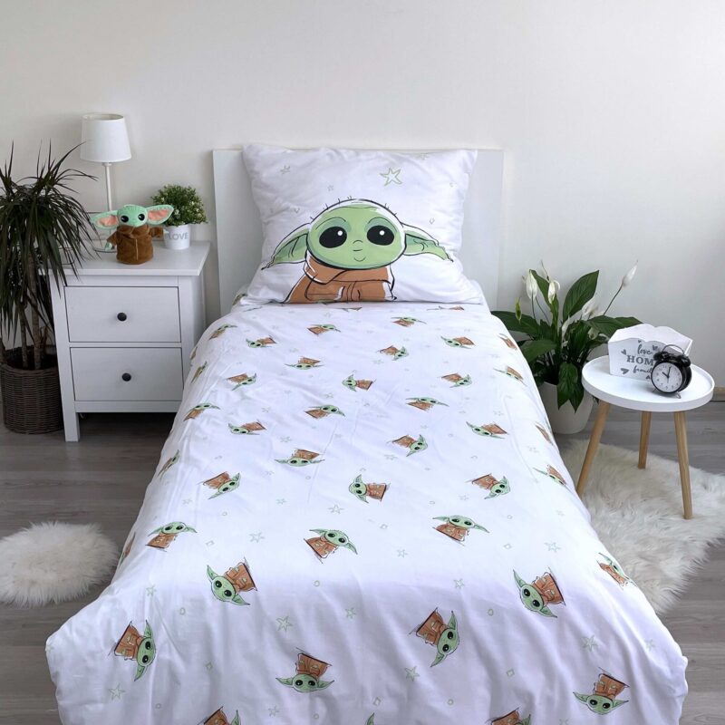 100% katoen dekbedset Baby Yoda van Star Wars in 140 x 200 cm