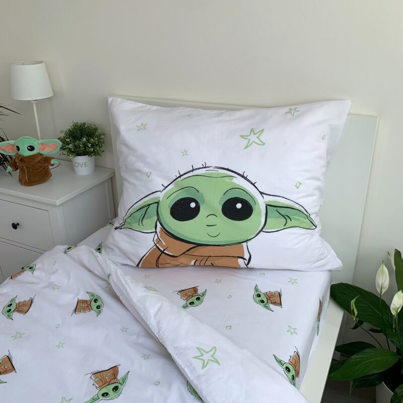 Star Wars dekbedovertrek 140 x 200 cm van 100% katoen, Baby Yoda
