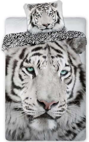 Animal Pictures dekbedovertrek tijger wit 140 x 200 cm - Wit - 140 x 200 cm - 100% katoen