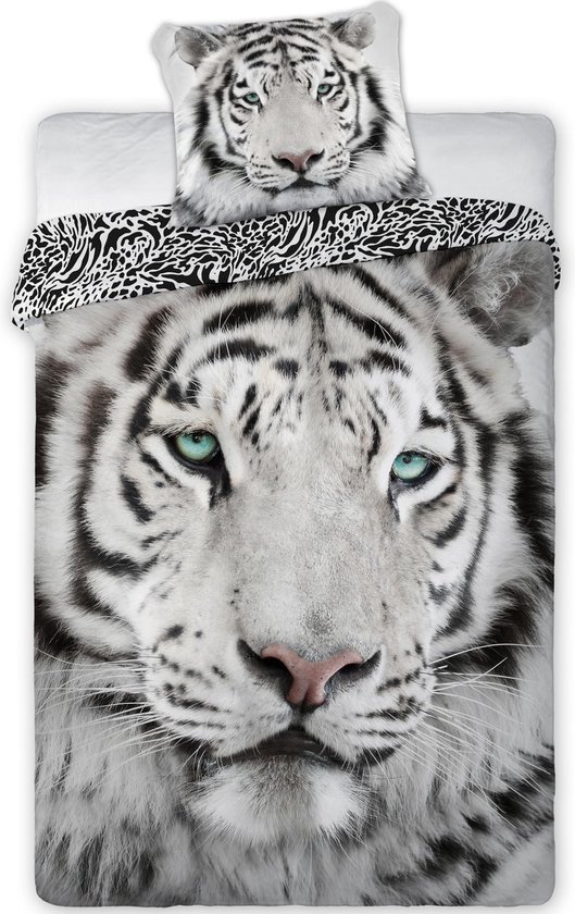 Animal Pictures dekbedovertrek tijger wit 140 x 200 cm - Wit - 140 x 200 cm - 100% katoen