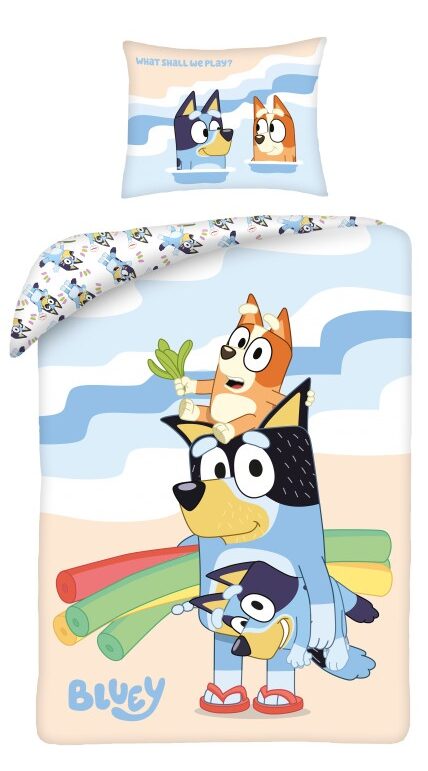 Bluey dekbedovertrek Beach 140 x 200 cm - Multicolor - 140 x 200 cm - 100% katoen - kussensloop 70 x 90 cm