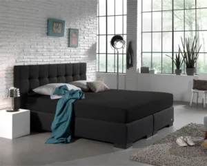 Dreamhouse hoeslaken Zwart 160/180 x 200/220 cm - Zwart - 160 x 200 cm - 100% katoen