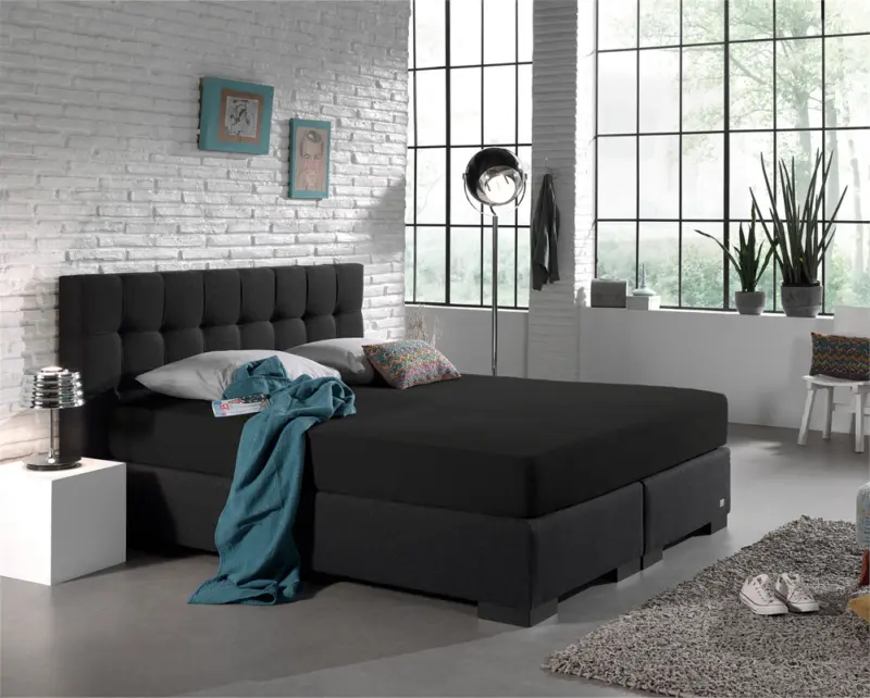 Dreamhouse Dubbel Jersey 220 gr. Hoeslaken Zwart 160/180 x 200/220 cm