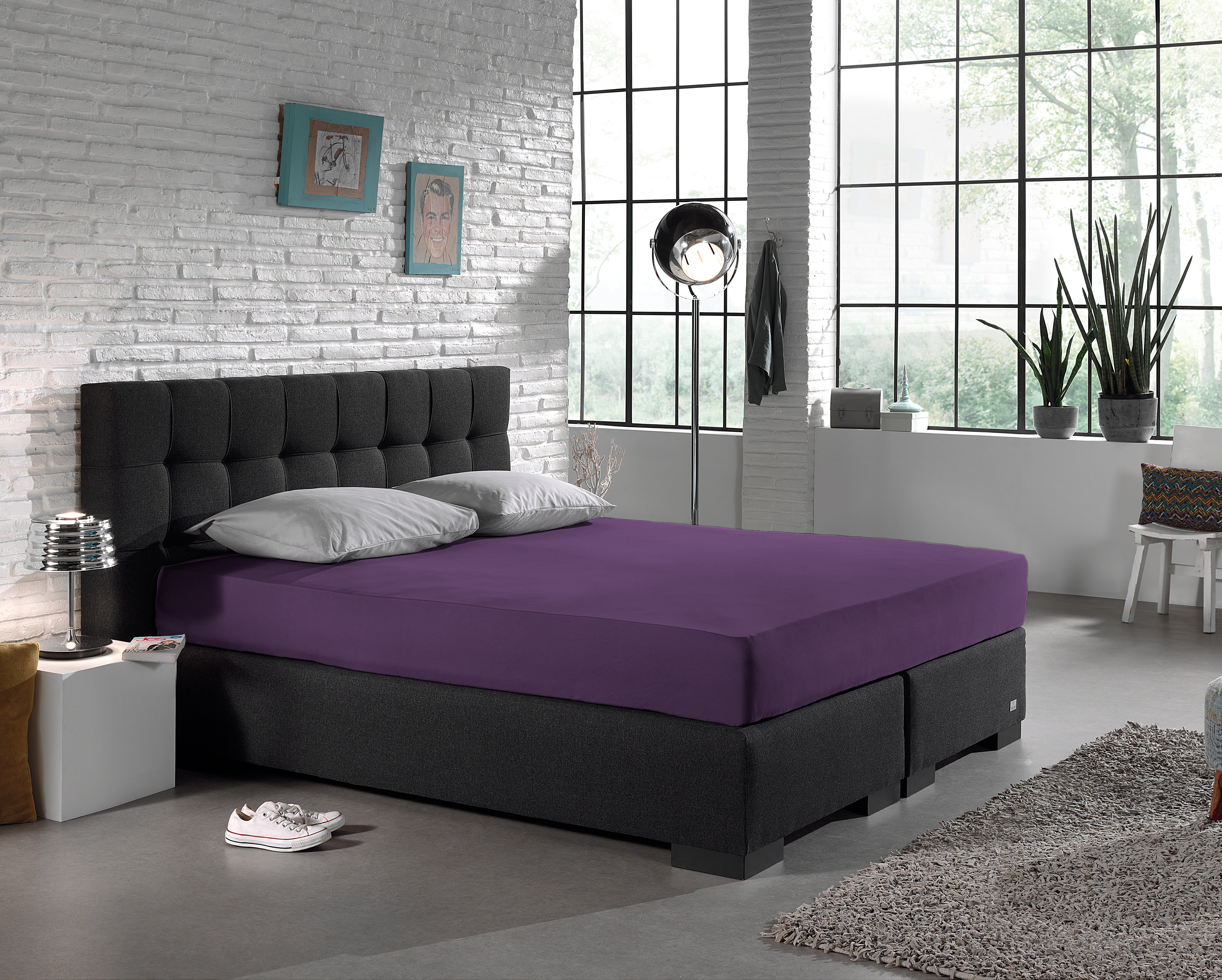 Enkel Jersey 135 gr. Hoeslaken Paars 140 x 200