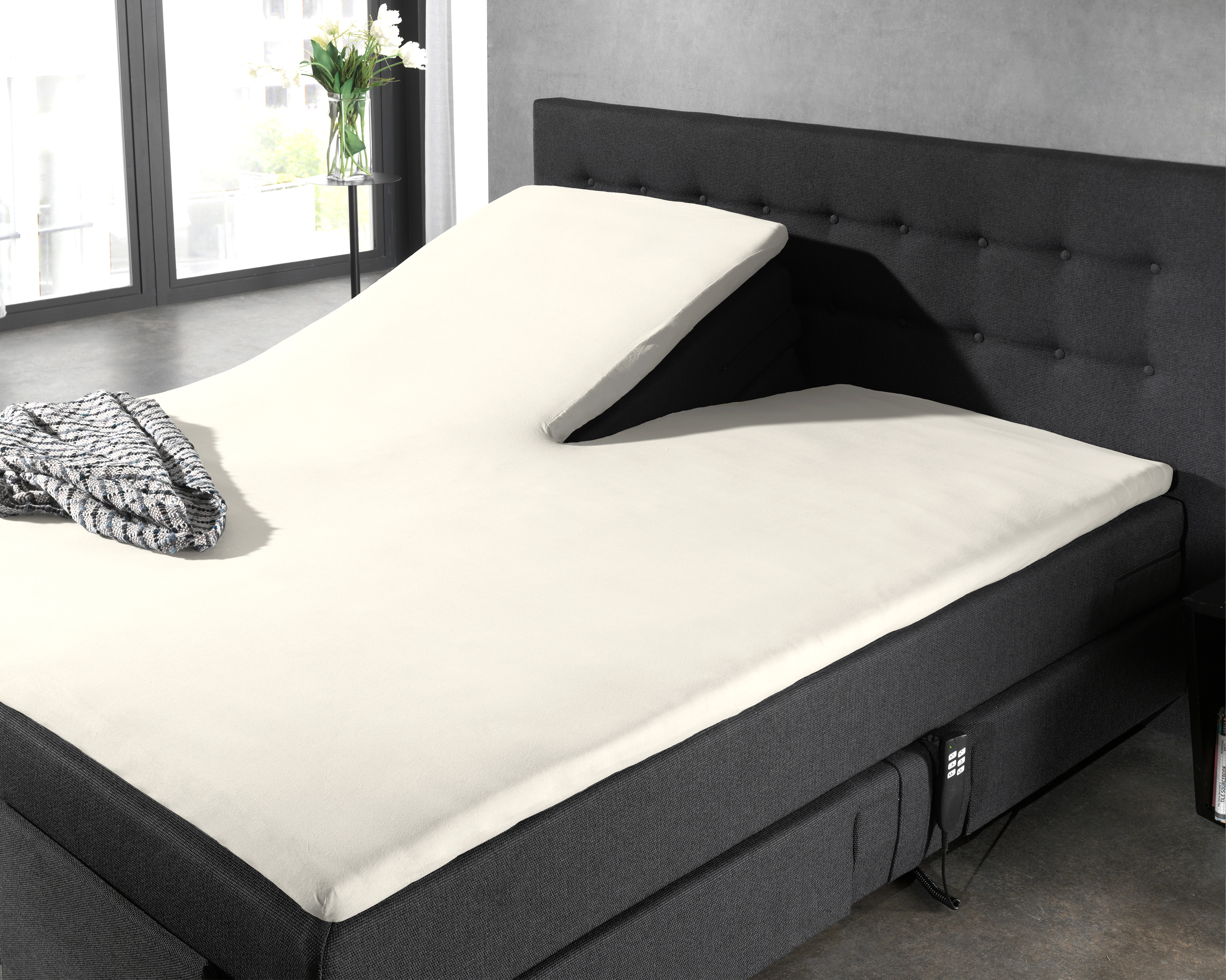 Splittopper Katoen Hoeslaken Creme 160 x 220